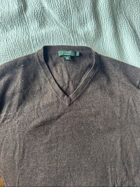 J. Crew Men's Chocolate Brown V-Neck Sweater